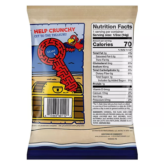 Pirate's Booty Aged White Cheddar Puffs Back of bag