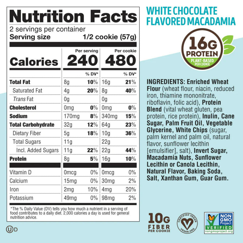 Load image into Gallery viewer, Lenny & Larry’s Complete Cookie White Chocolate Macadamia Nutrition