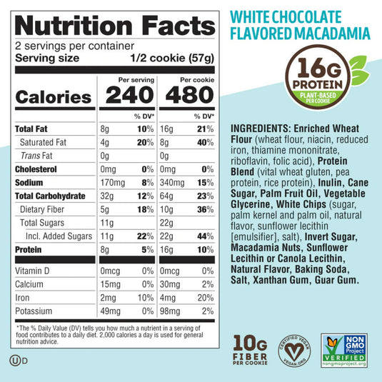 Lenny & Larry’s Complete Cookie White Chocolate Macadamia Nutrition