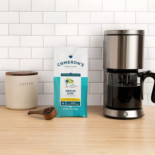 Coffee bag next to coffee machine