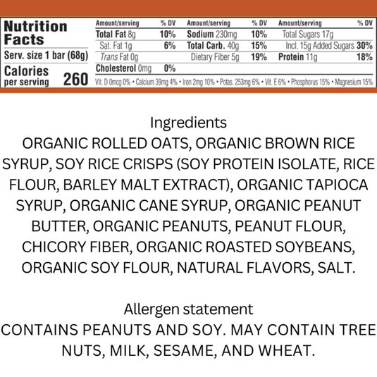 Clif Bar Peanut Butter Nutrition