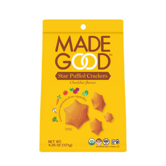 Made Good Cheddar Star Puffed Crackers