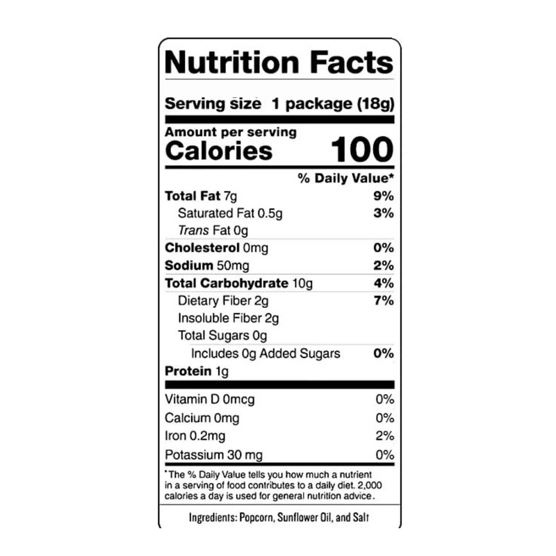 Load image into Gallery viewer, SkinnyPop Popcorn Nutrition
