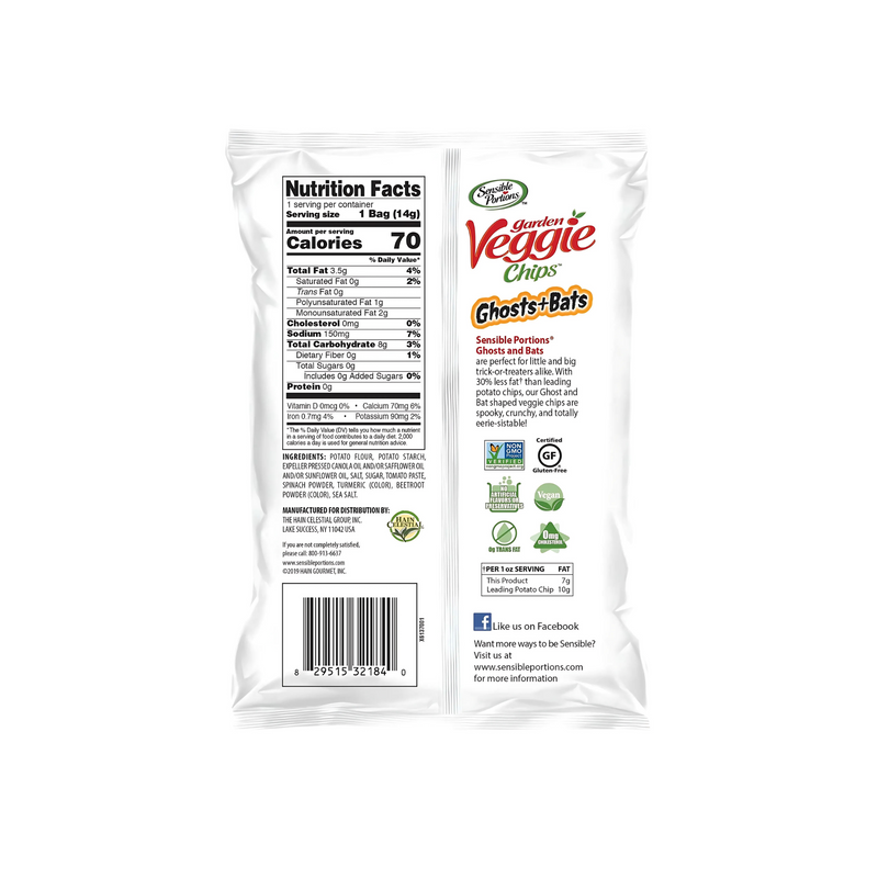 Load image into Gallery viewer, Veggie Chips Ghosts & Bats back of bag