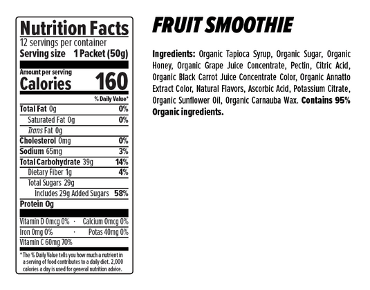 Honey Stinger Organic Energy Chews Fruit Smoothie Nutrition